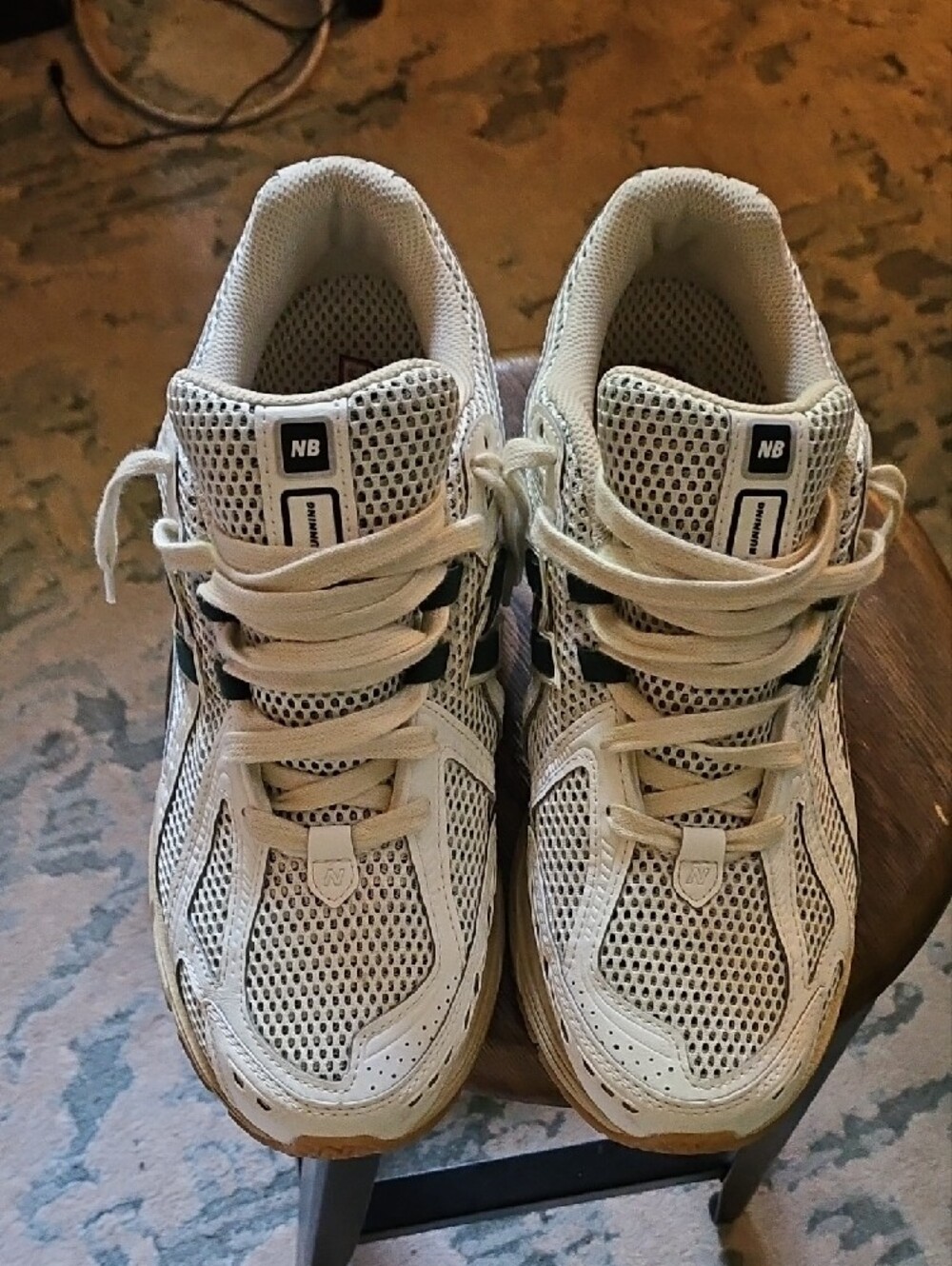 1906R New Balance Off White and Green Mesh Running Shoes - Picture 2 of 7